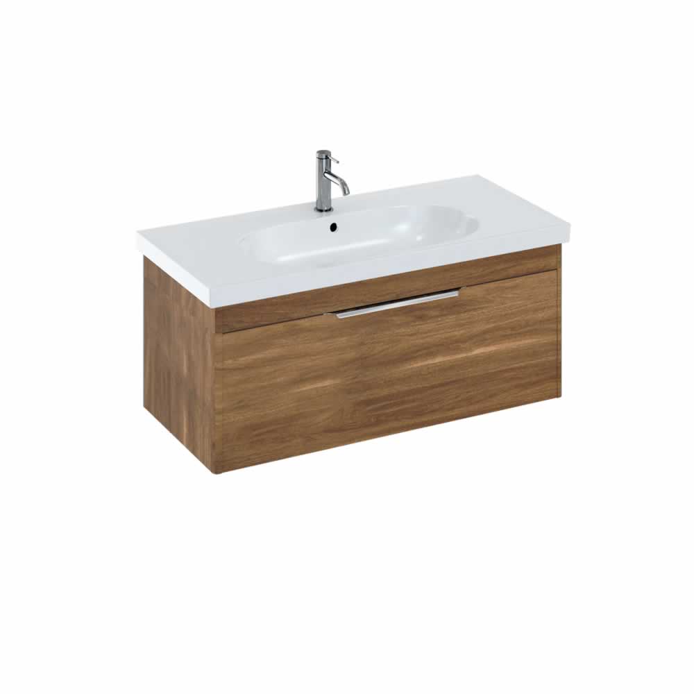 Shoreditch 100cm single drawer Caramel with Origin Round Basin